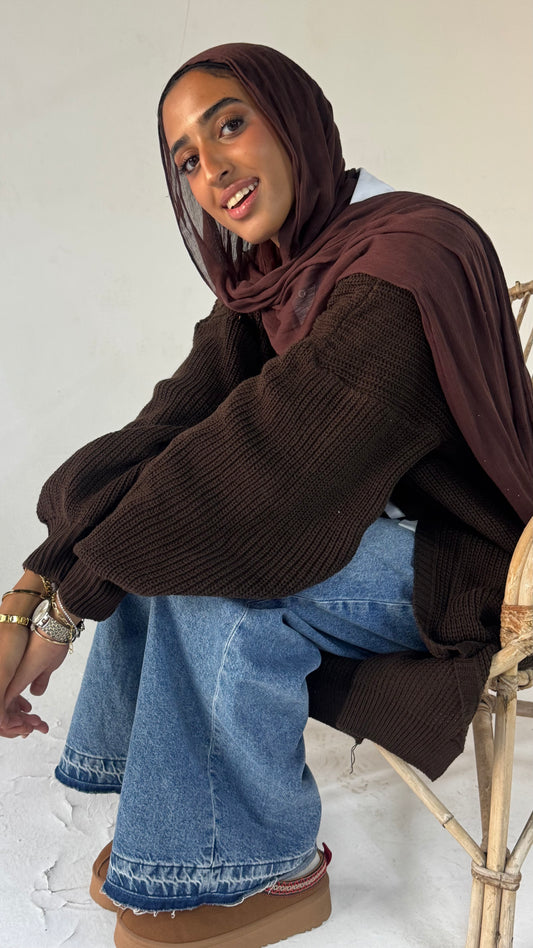 The knit cardigan - in Chocolate